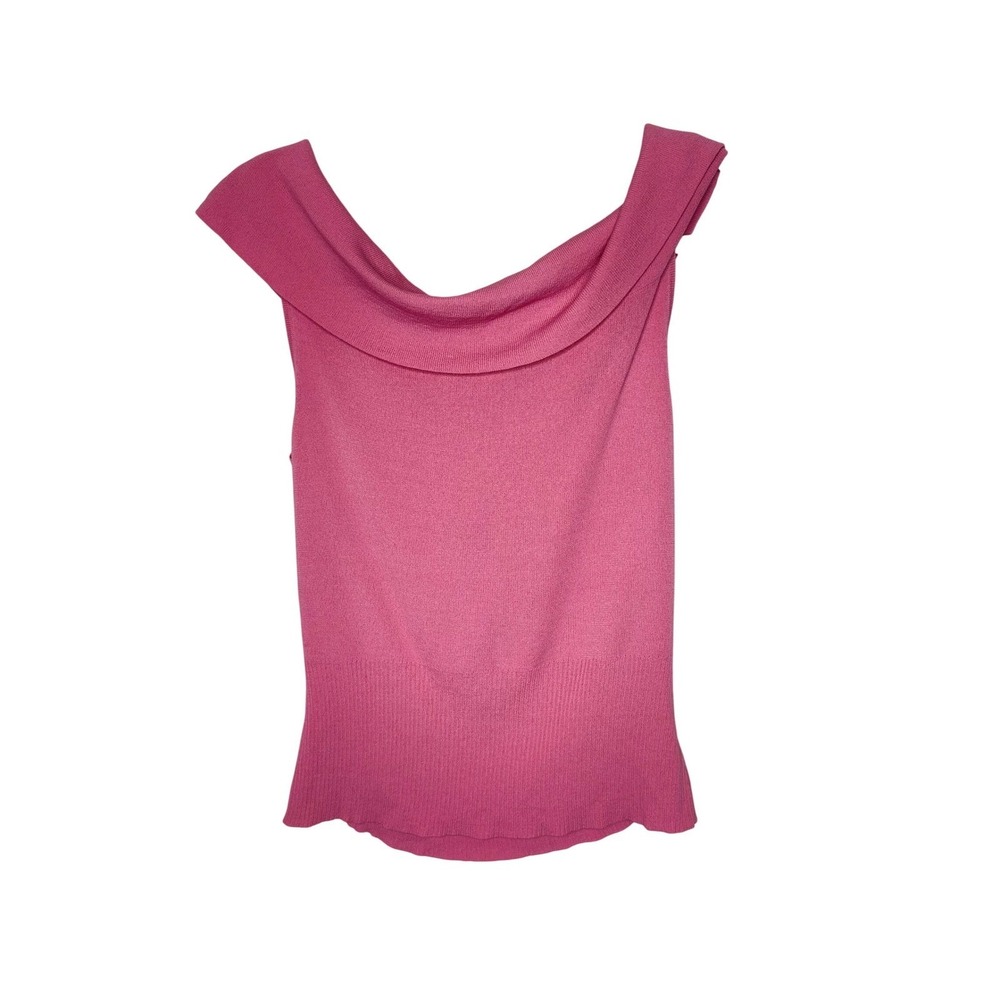Ann Taylor LOFT Petite Pink Draped Neck Sleeveless Knit Top MP - Picture 3 of 9